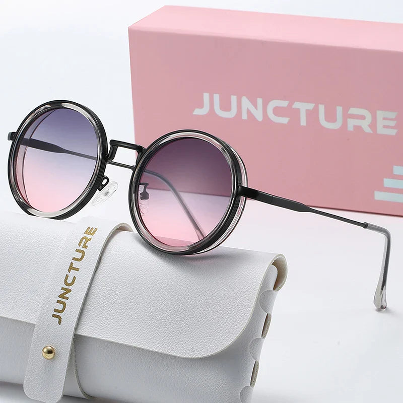 Klassische Sonnenbrille Rund Metall UV400 Verlaufsglas
