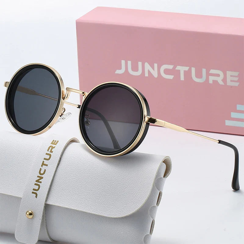 Klassische Sonnenbrille Rund Metall UV400 Verlaufsglas