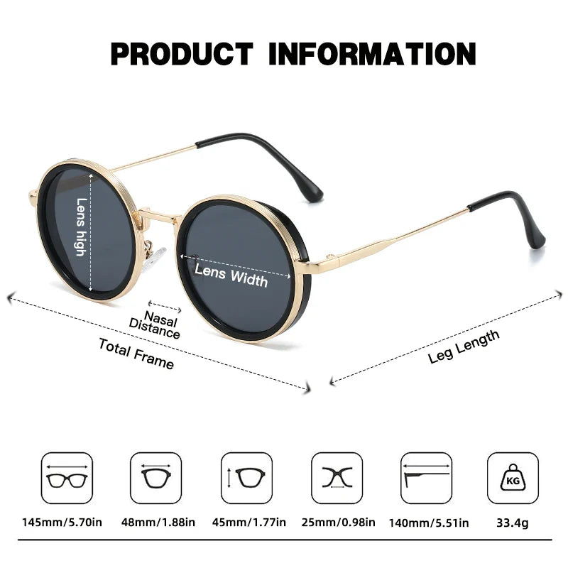 Klassische Sonnenbrille Rund Metall UV400 Verlaufsglas