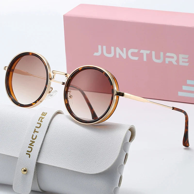 Klassische Sonnenbrille Rund Metall UV400 Verlaufsglas