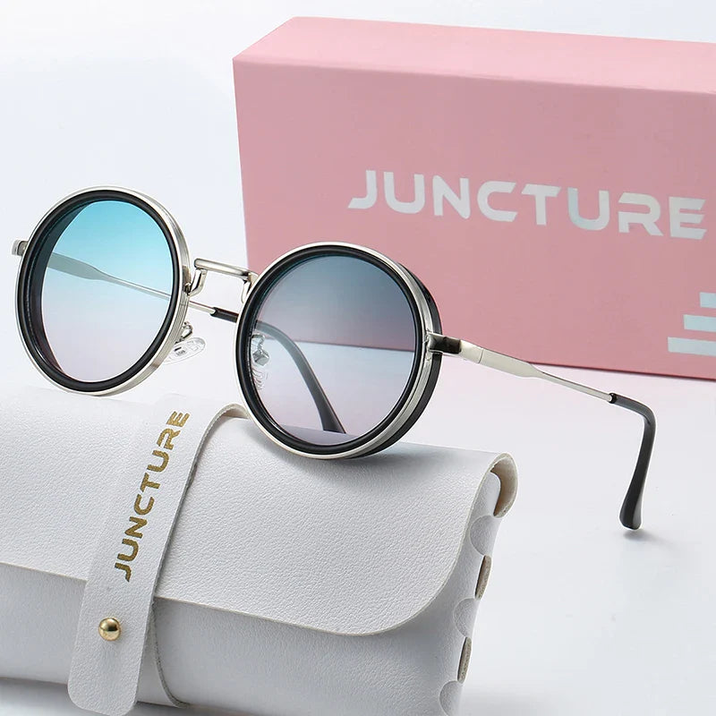 Klassische Sonnenbrille Rund Metall UV400 Verlaufsglas