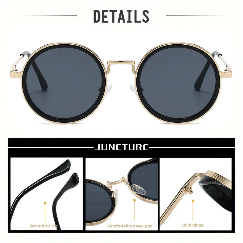 Klassische Sonnenbrille Rund Metall UV400 Verlaufsglas